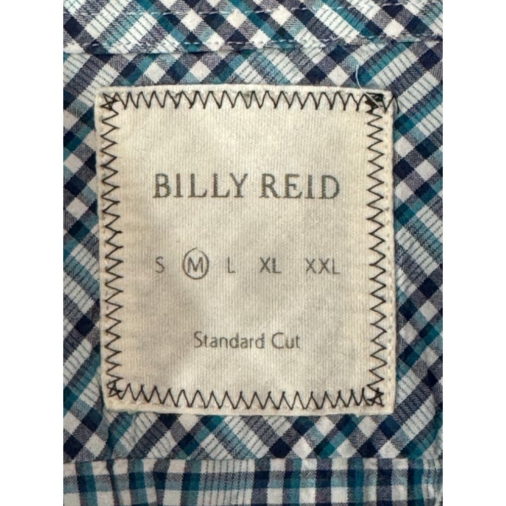 Billy Reid Mens Medium Standard Cut Button Down Blue Multi Plaid Shirt Italy - Picture 9 of 12